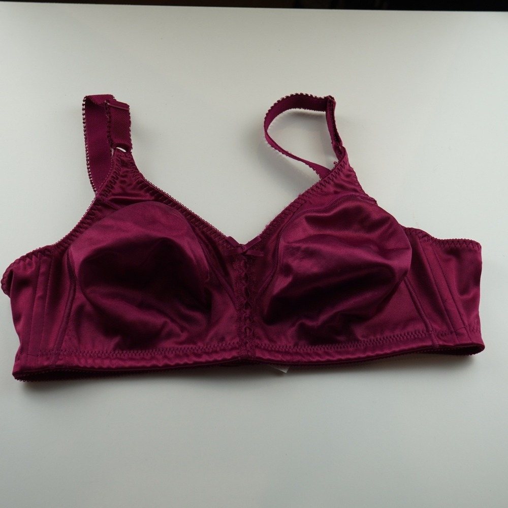 Bali 38C Bra‎ Burgundy Satin Full Coverage Smoothing Comfort Minimizer